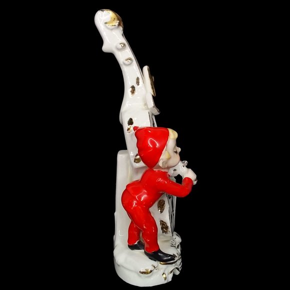 Vtg 1956 Lipper & Mann Red Pixie Elf Playing Violin Cello Musical Figurine Japan - Picture 6 of 13
